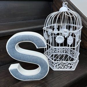 Home Decor Letter “S” & white bird cage